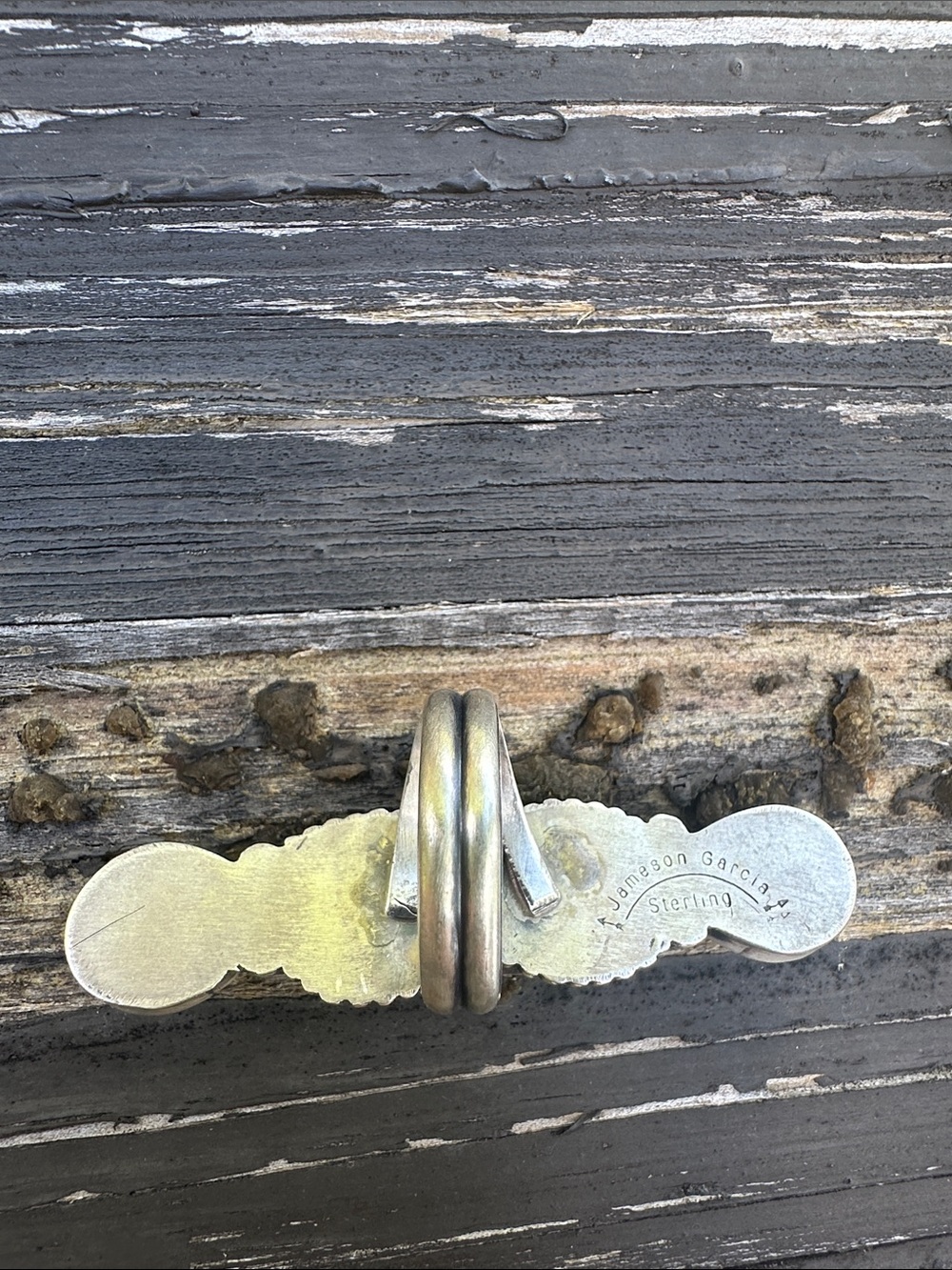 Navajo Jameson Garcia Turquoise Crawler Sterling Silver Ring - Picture 3 of 5